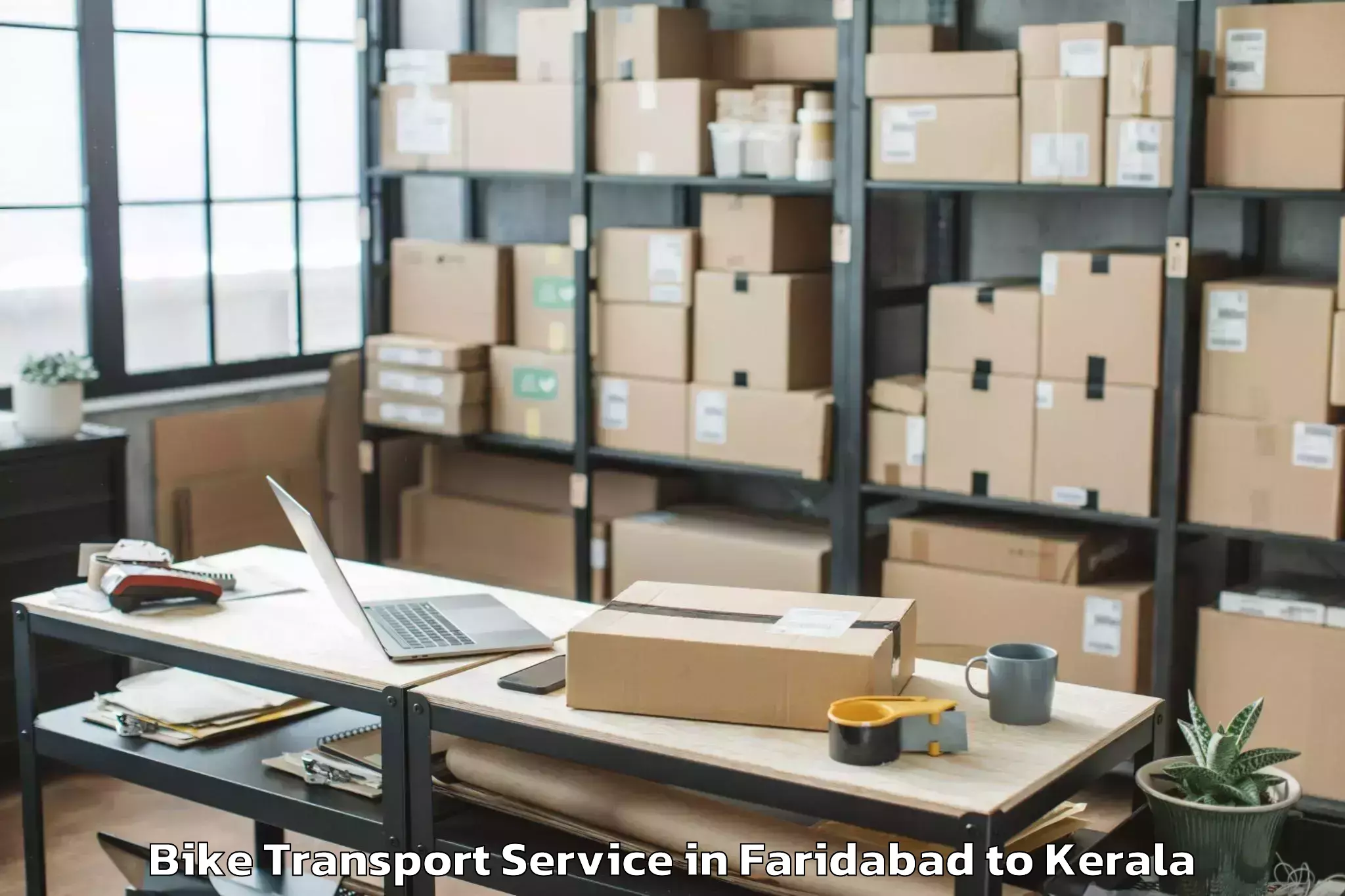 Professional Faridabad to Shoranur Bike Transport